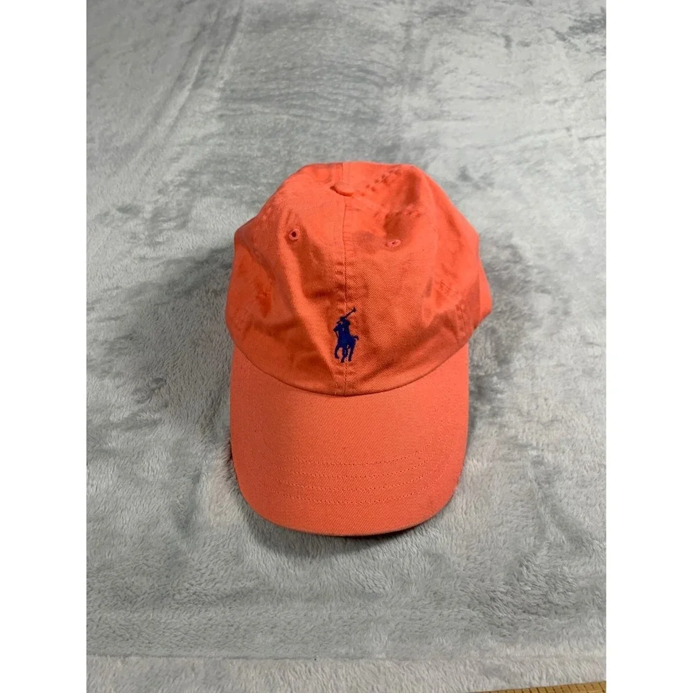 Polo Ralph Lauren Pony Logo Dad Hat Mens OS Orange Baseball Cap 1803 Used